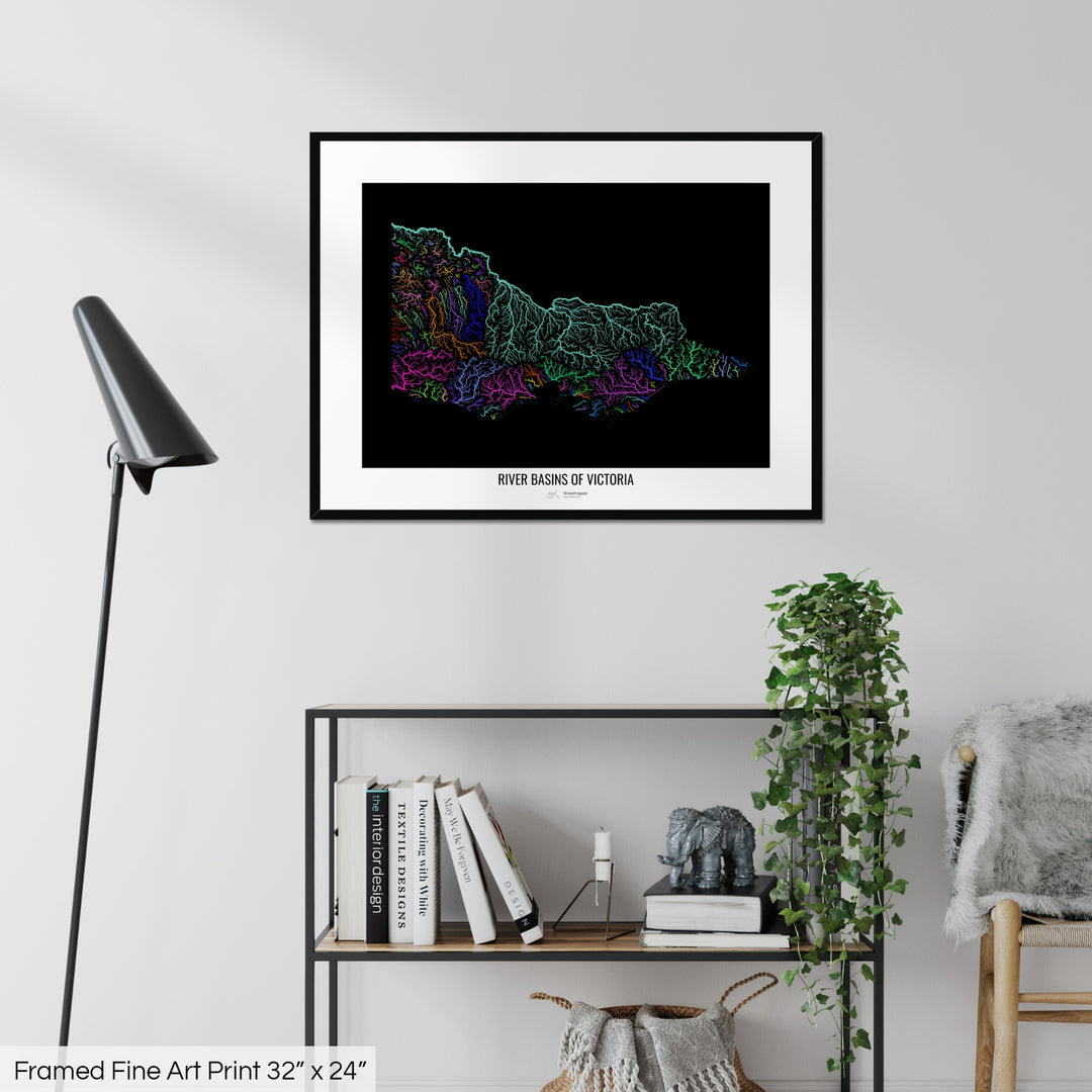 Victoria - River basin map, rainbow colours - Wall Art