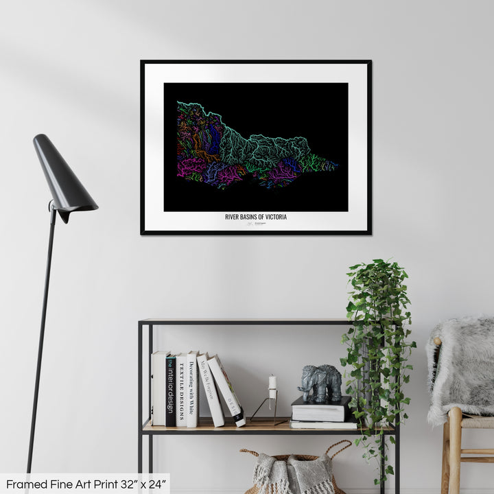 Victoria - River basin map, rainbow colours - Wall Art