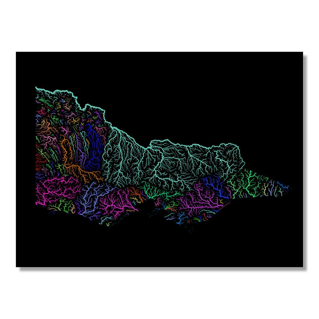 Victoria - River basin map, rainbow colours - Wall Art