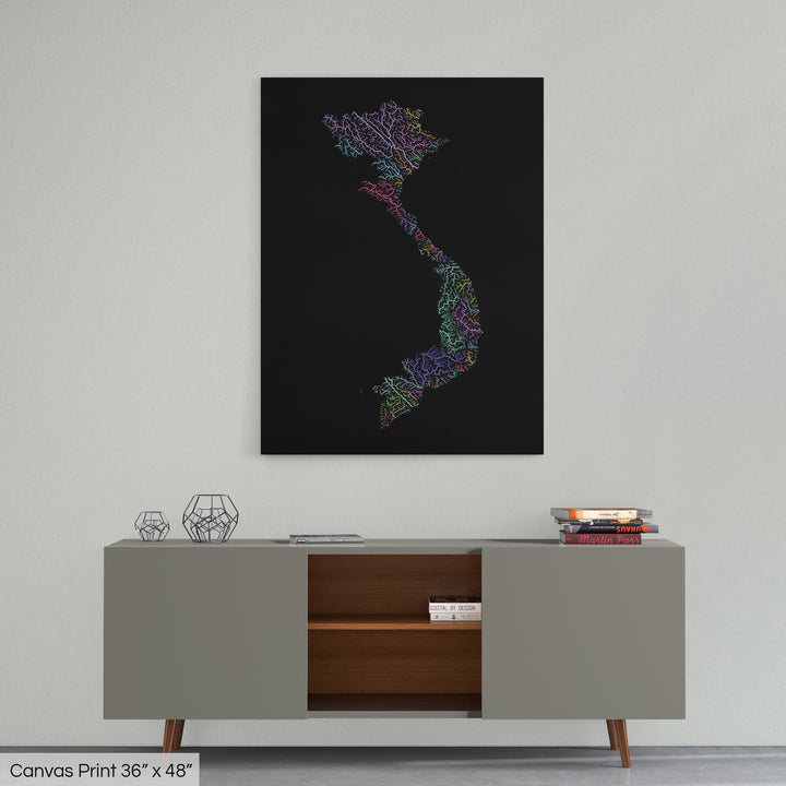 Vietnam - River basin map, pastel colours - Wall Art
