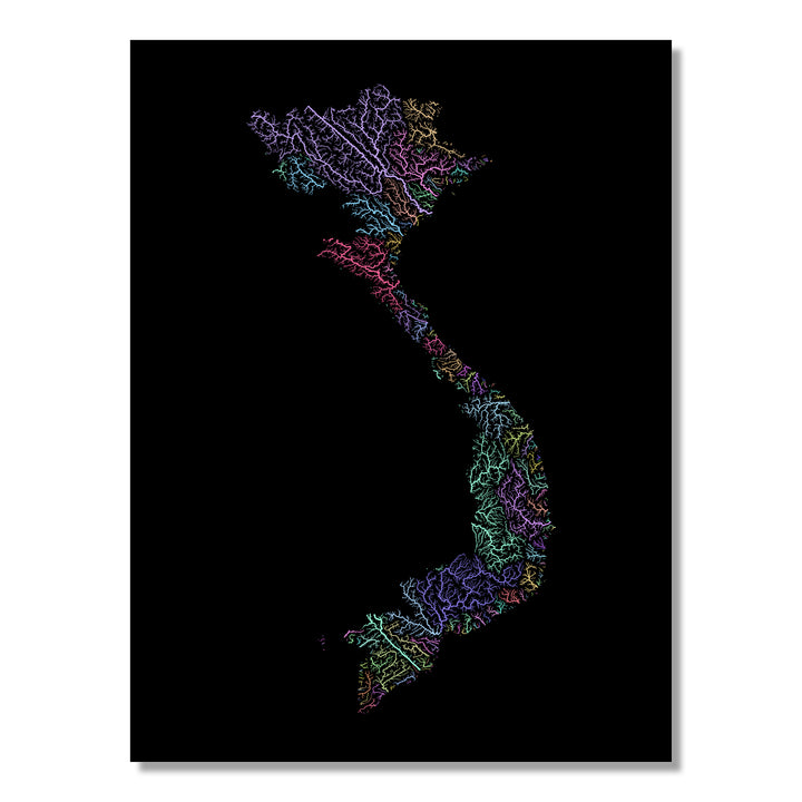 Vietnam - River basin map, pastel colours - Wall Art