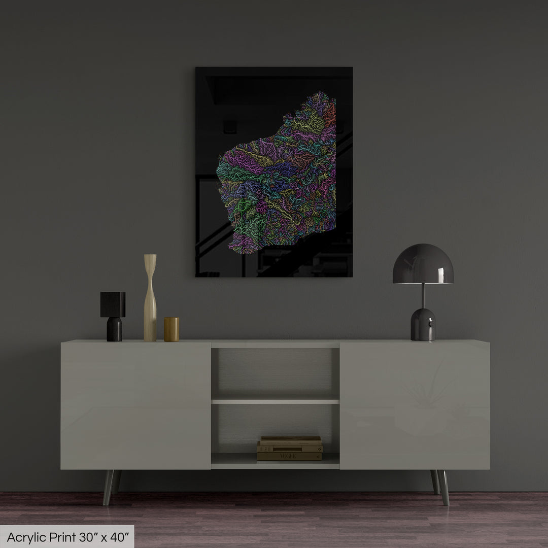 Western Australia - River basin map, pastel colours - Wall Art