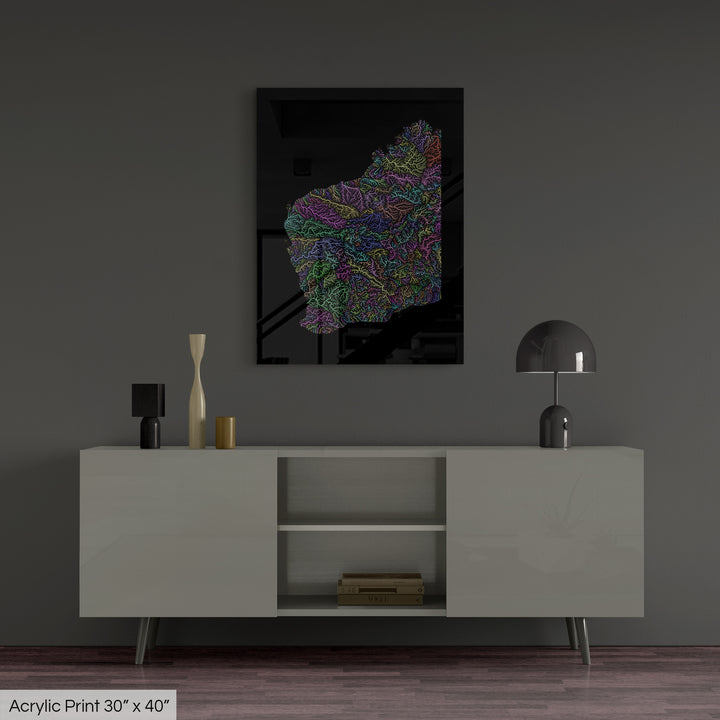 Western Australia - River basin map, pastel colours - Wall Art