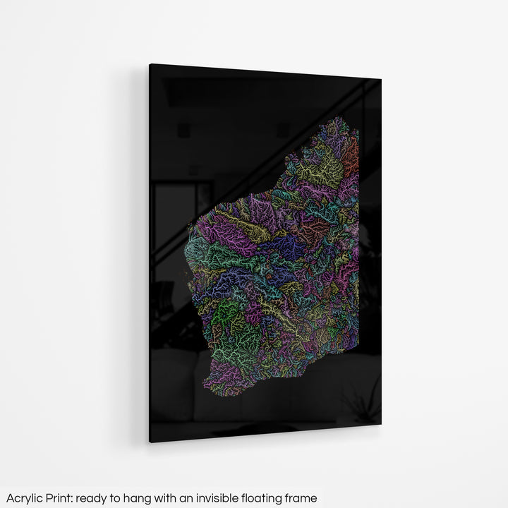 Western Australia - River basin map, pastel colours - Wall Art