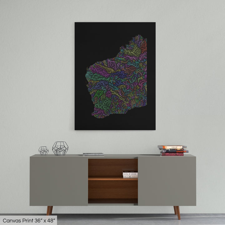 Western Australia - River basin map, pastel colours - Wall Art
