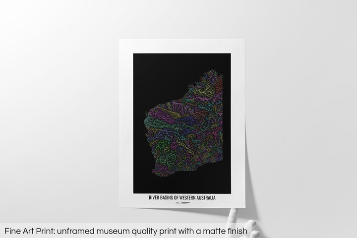Western Australia - River basin map, pastel colours - Wall Art