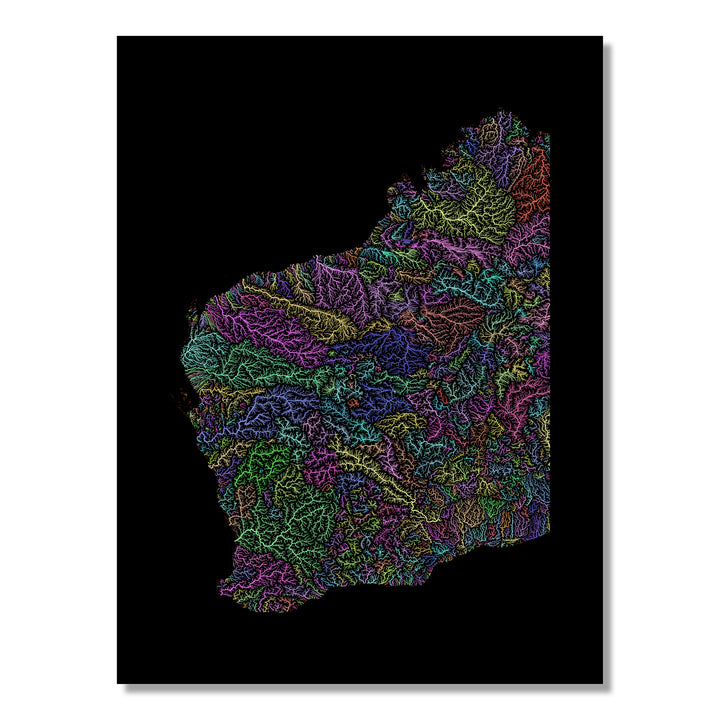 Western Australia - River basin map, pastel colours - Wall Art