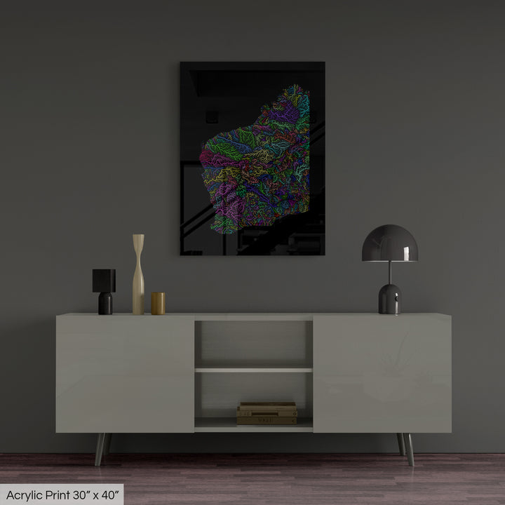 Western Australia - River basin map, rainbow colours - Wall Art