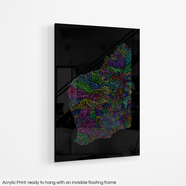 Western Australia - River basin map, rainbow colours - Wall Art