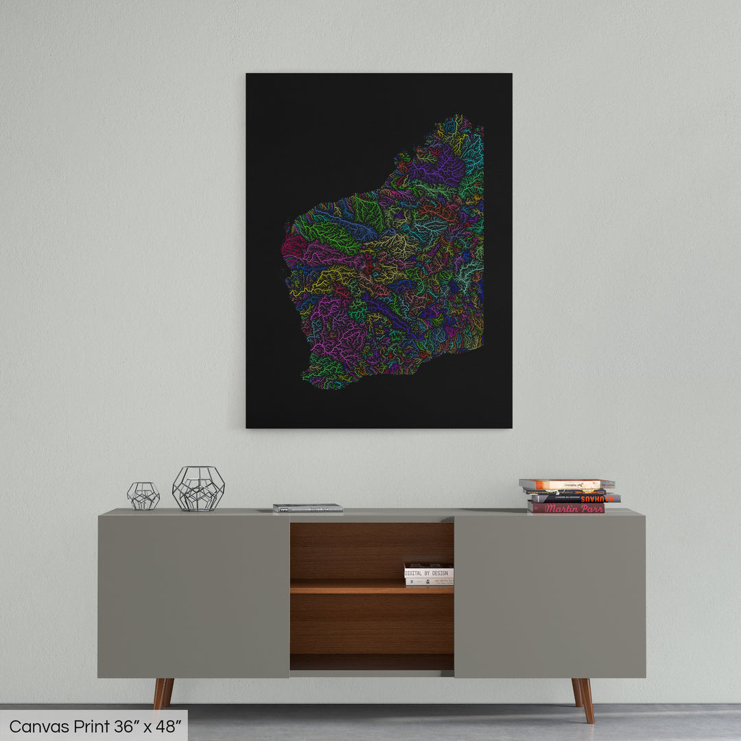 Western Australia - River basin map, rainbow colours - Wall Art