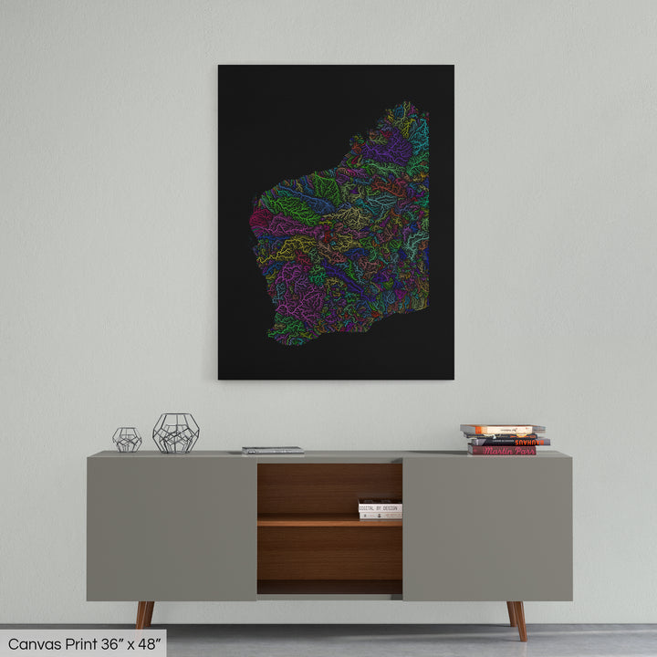 Western Australia - River basin map, rainbow colours - Wall Art