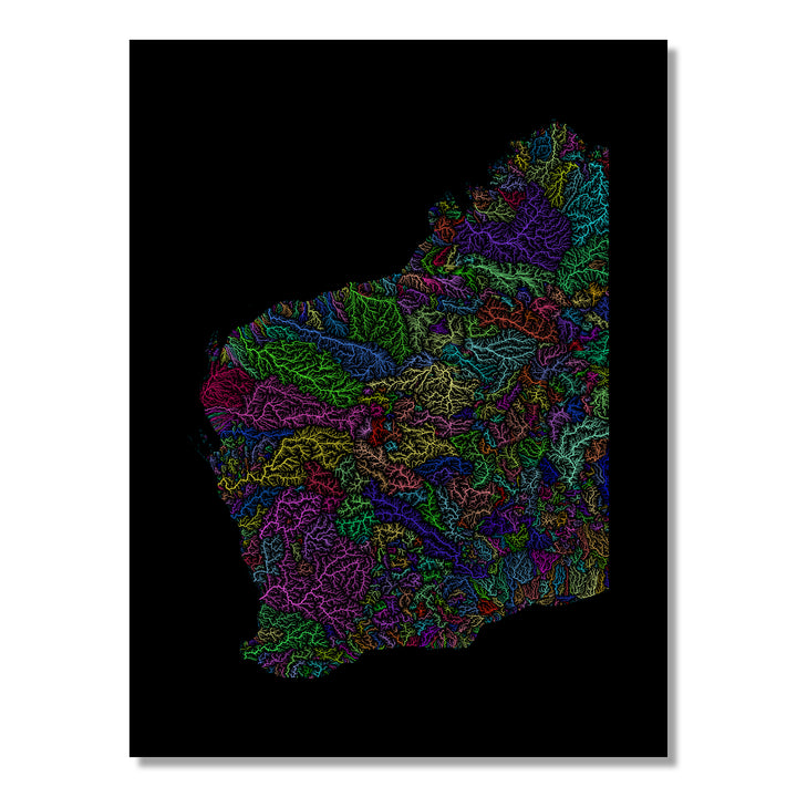 Western Australia - River basin map, rainbow colours - Wall Art