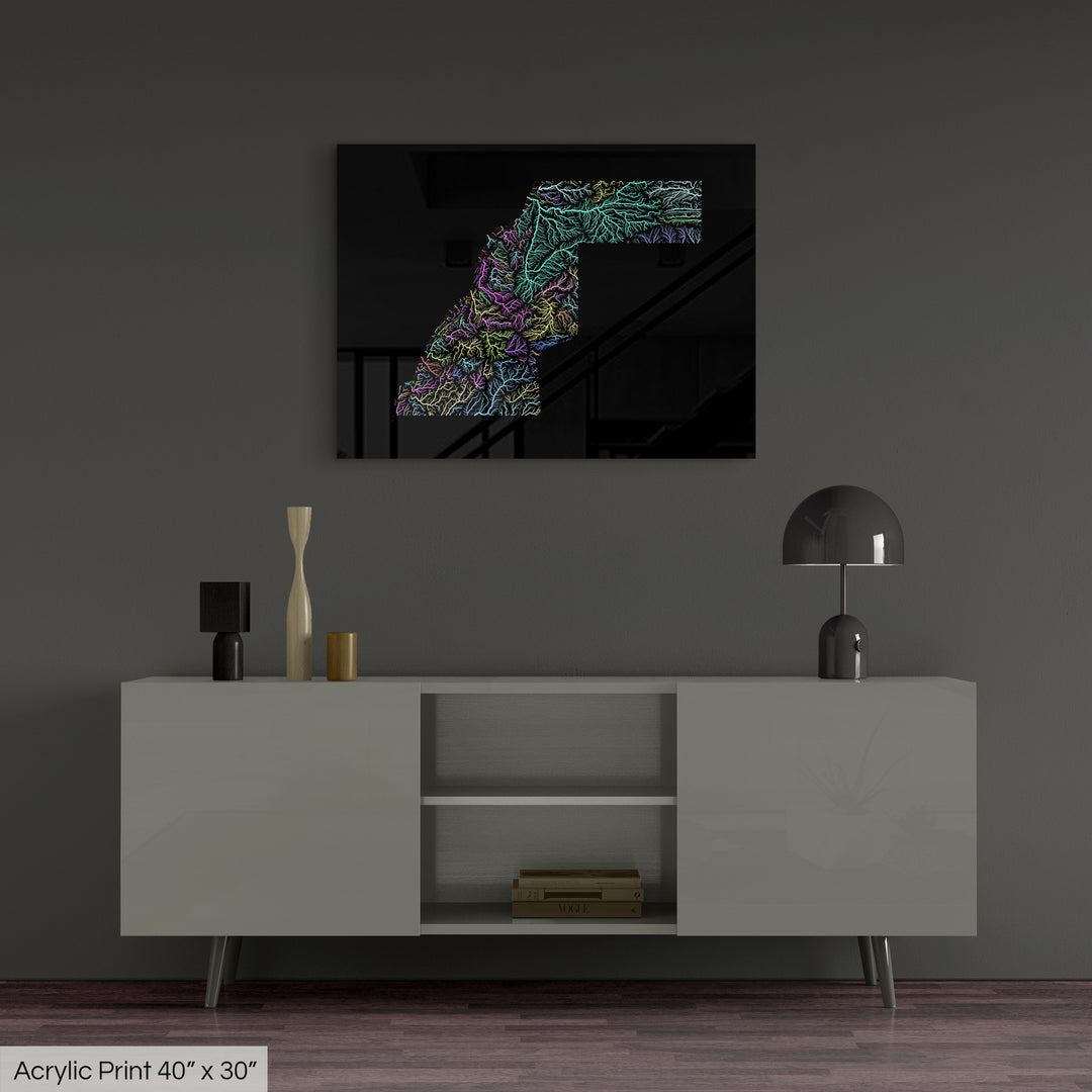 Western Sahara - River basin map, pastel colours - Wall Art