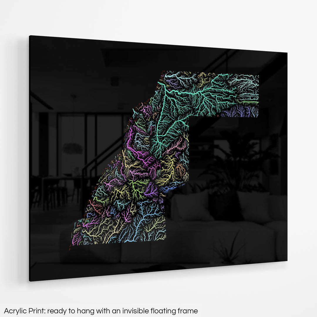 Western Sahara - River basin map, pastel colours - Wall Art
