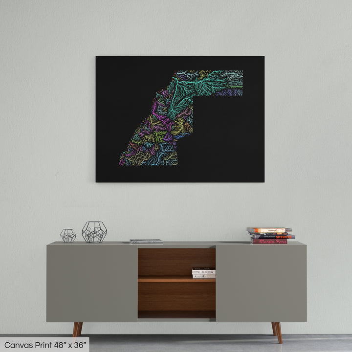Western Sahara - River basin map, pastel colours - Wall Art