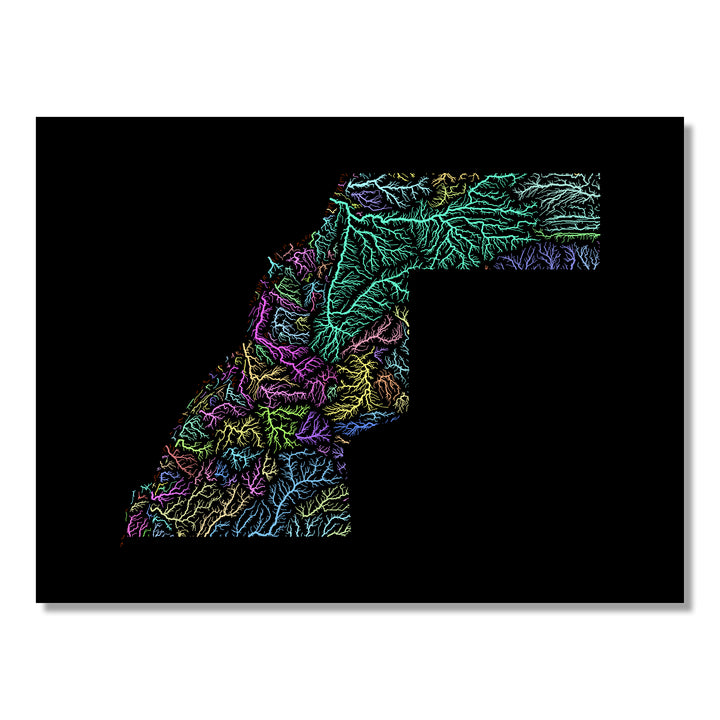 Western Sahara - River basin map, pastel colours - Wall Art