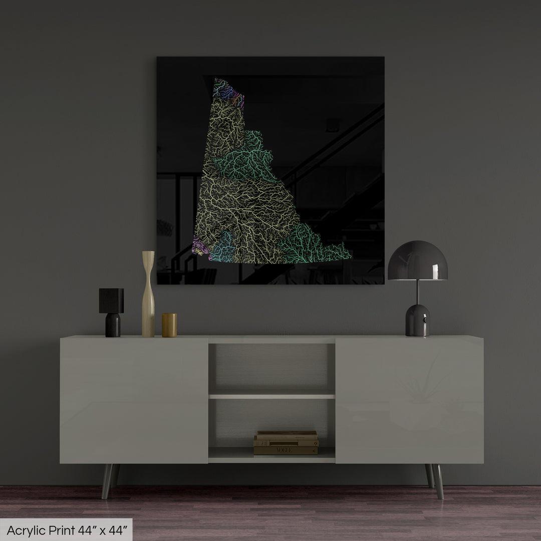 Yukon - River basin map, pastel colours - Wall Art