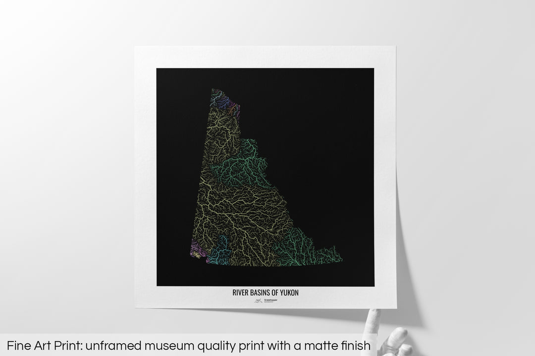 Yukon - River basin map, pastel colours - Wall Art