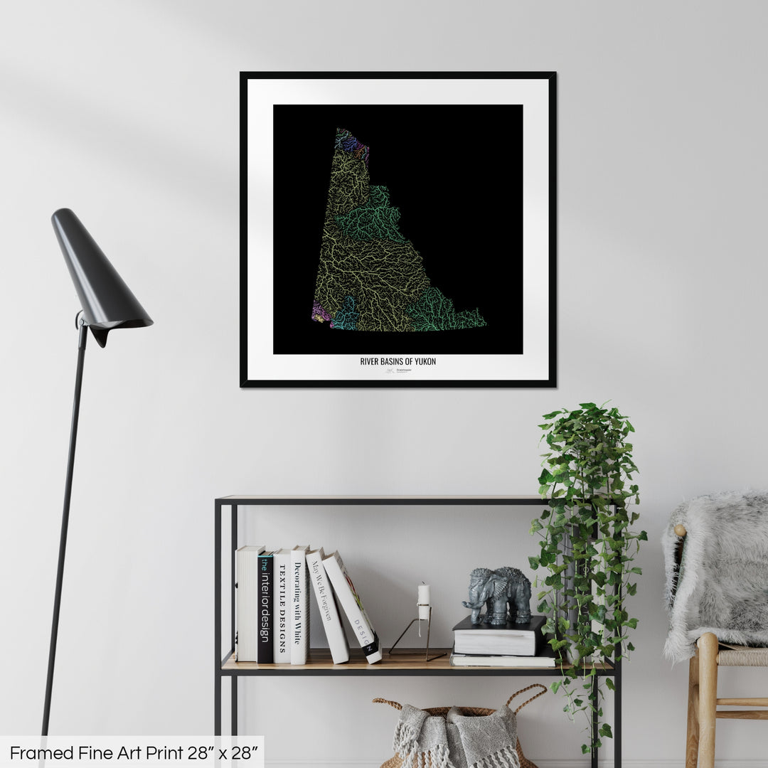 Yukon - River basin map, pastel colours - Wall Art