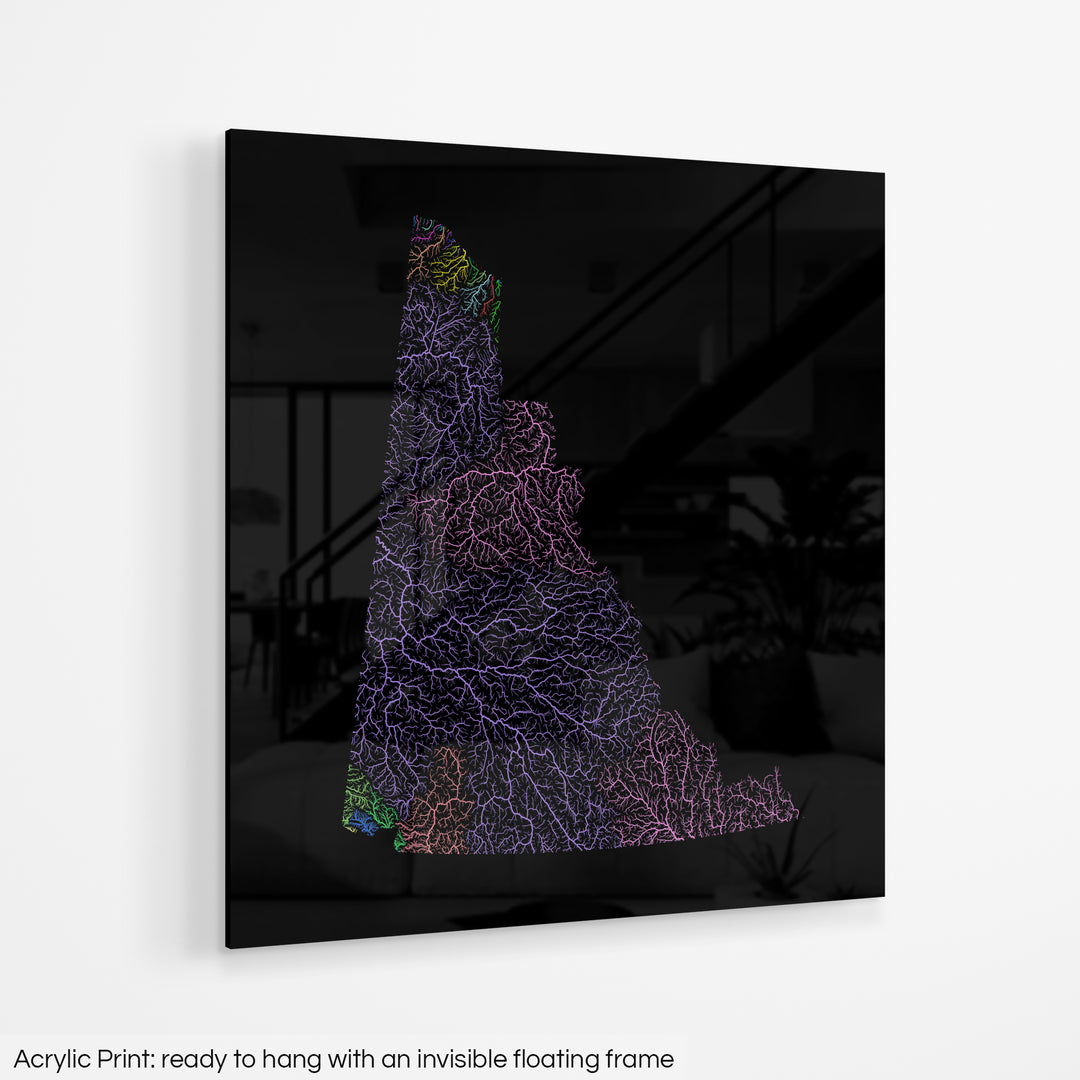 Yukon - River basin map, rainbow colours - Wall Art