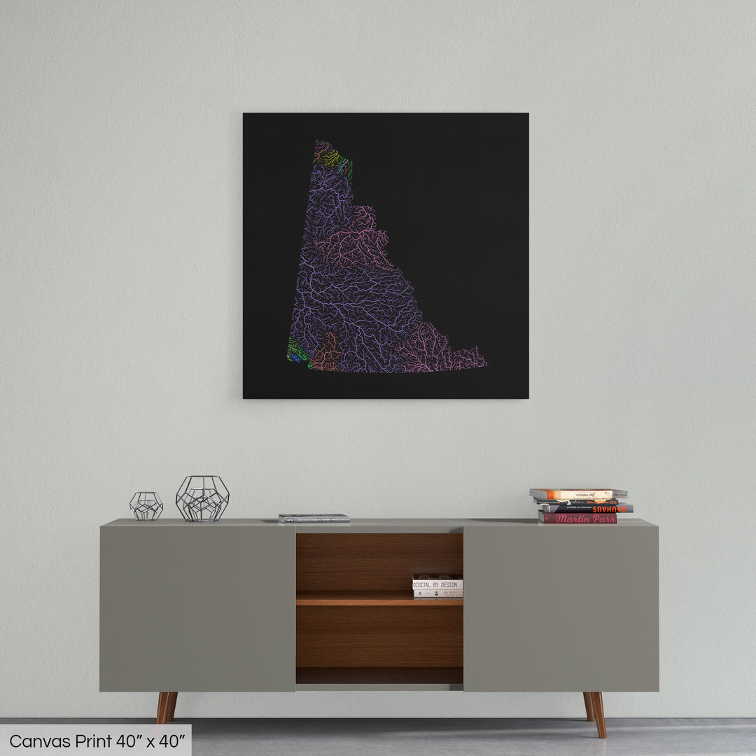 Yukon - River basin map, rainbow colours - Wall Art