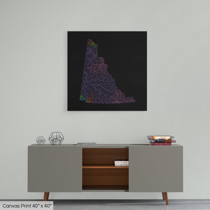 Yukon - River basin map, rainbow colours - Wall Art