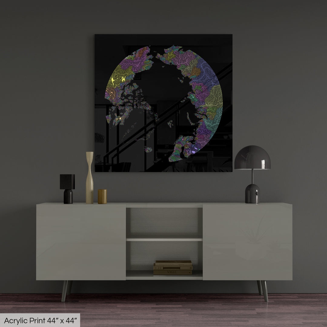Arctic - River basin map, pastel colours - Wall Art