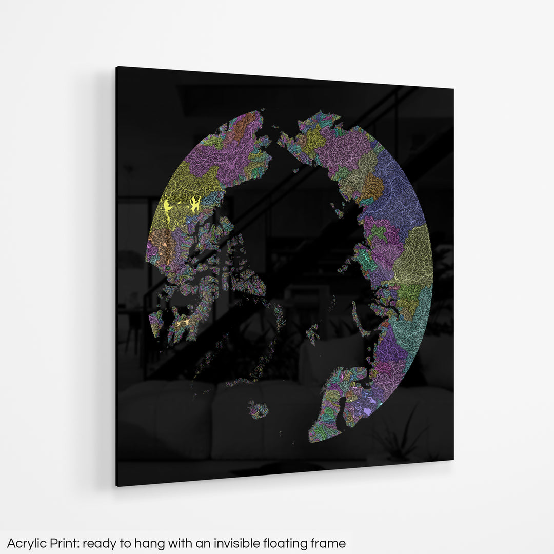 Arctic - River basin map, pastel colours - Wall Art