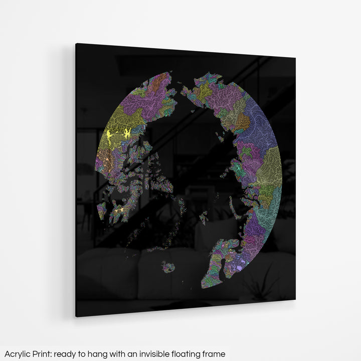 Arctic - River basin map, pastel colours - Wall Art