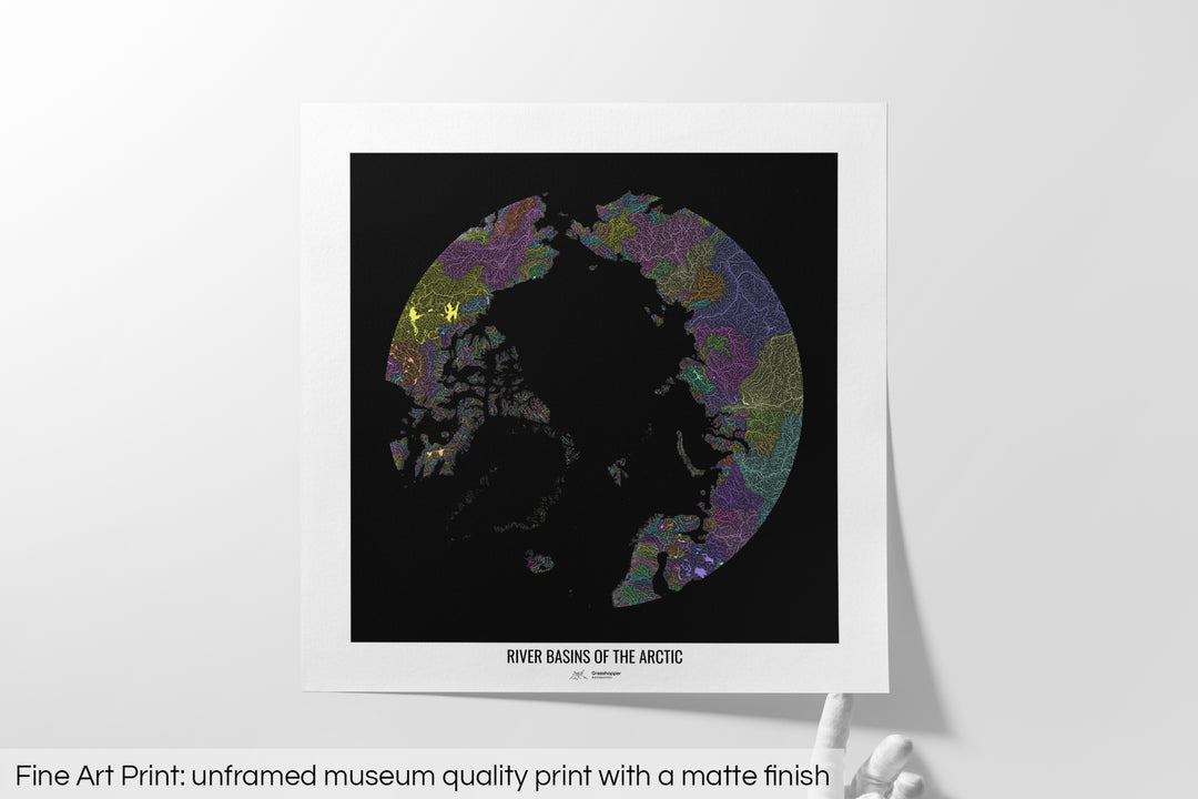 Arctic - River basin map, pastel colours - Wall Art