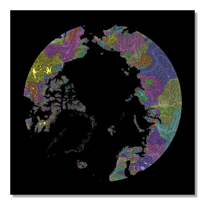 Arctic - River basin map, pastel colours - Wall Art