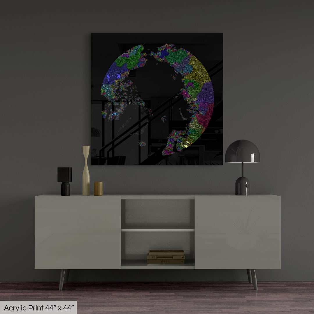 Arctic - River basin map, rainbow colours - Wall Art