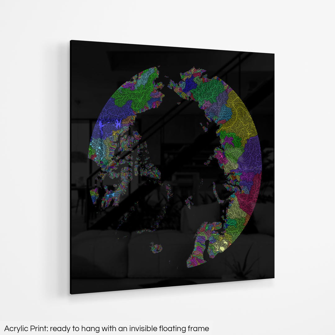 Arctic - River basin map, rainbow colours - Wall Art