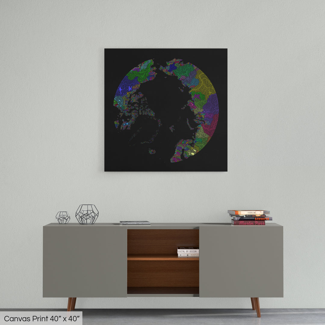 Arctic - River basin map, rainbow colours - Wall Art