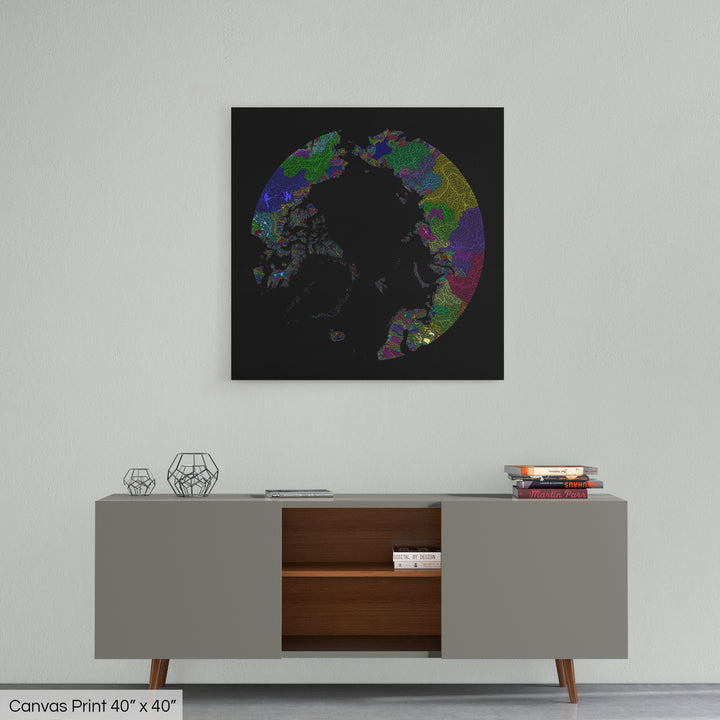 Arctic - River basin map, rainbow colours - Wall Art