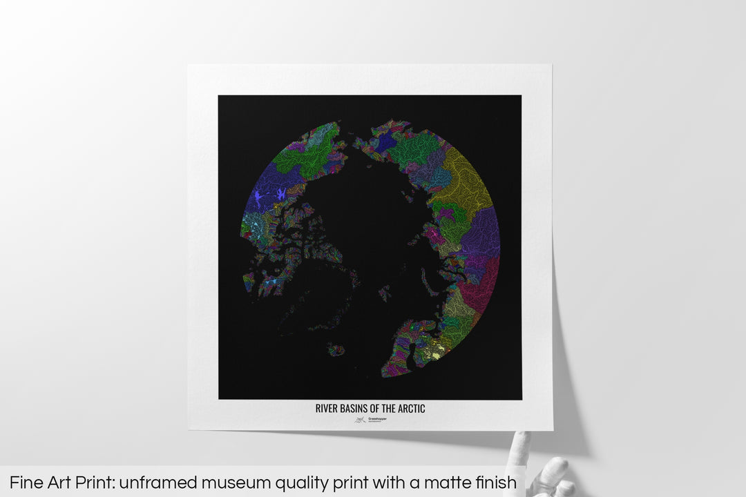 Arctic - River basin map, rainbow colours - Wall Art