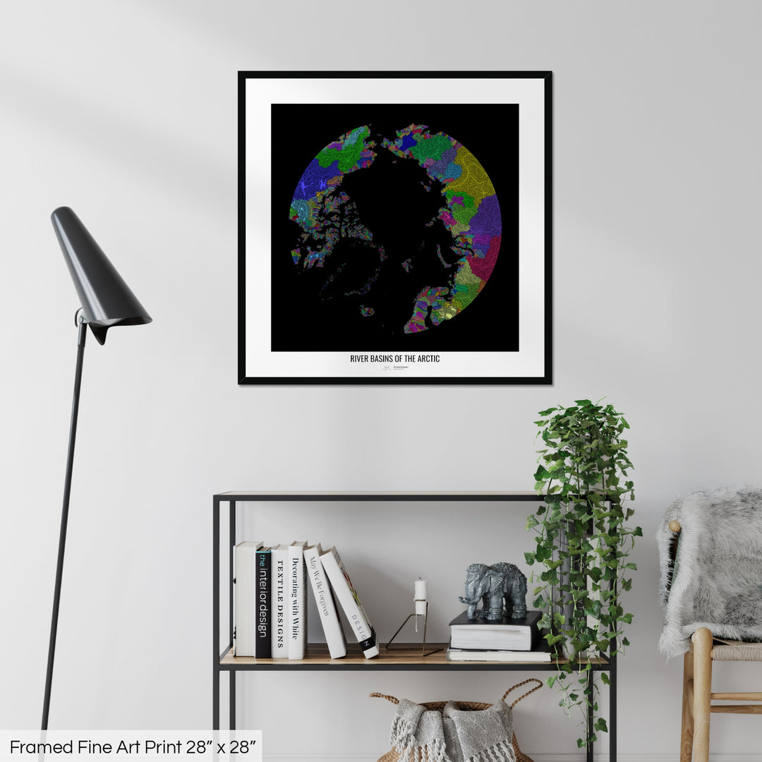 Arctic - River basin map, rainbow colours - Wall Art