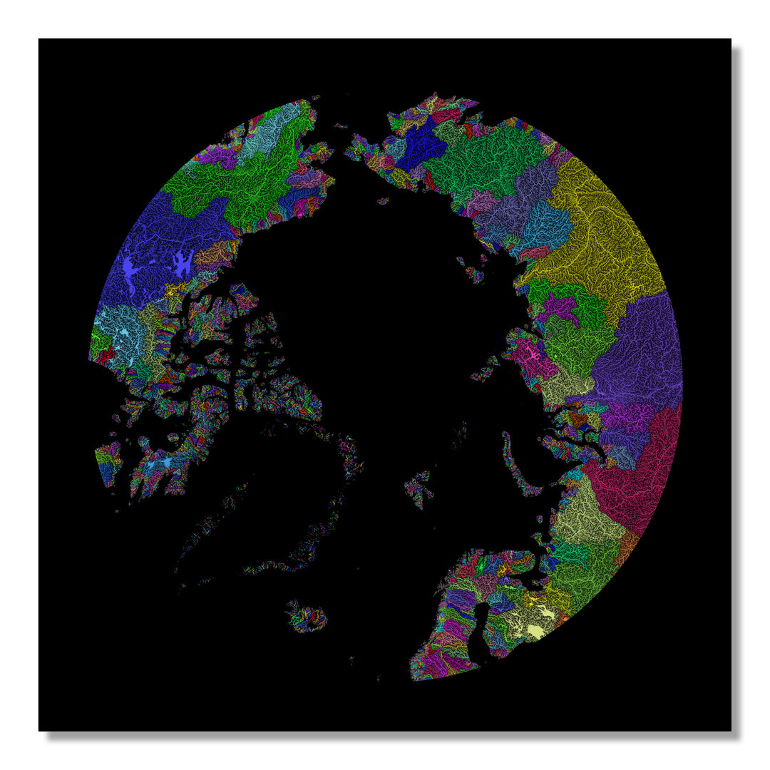 Arctic - River basin map, rainbow colours - Wall Art