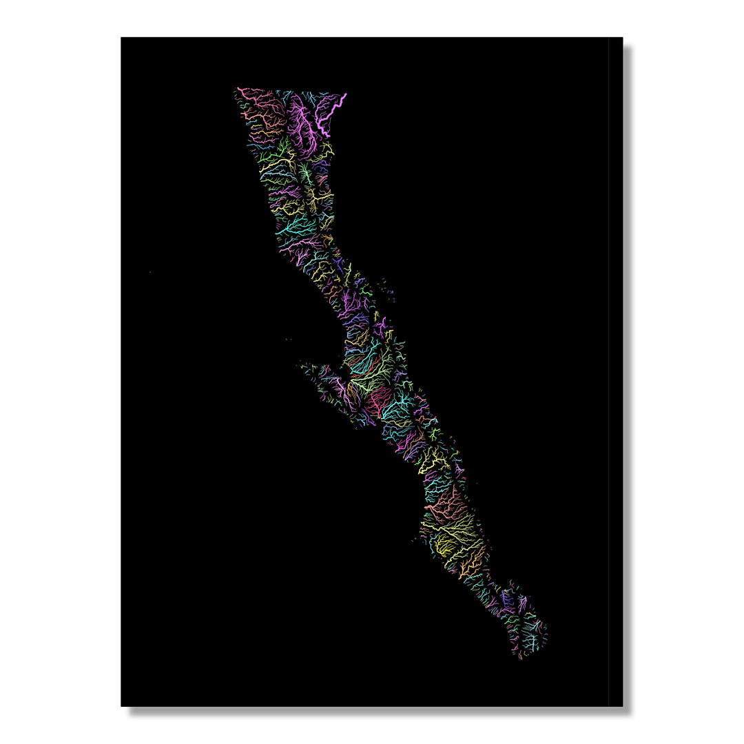 Baja California Peninsula - River basin map, pastel colours - Wall Art