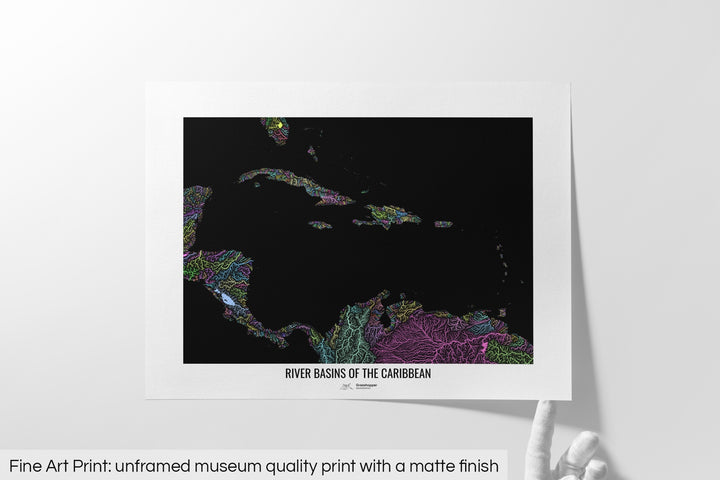 Caribbean - River basin map, pastel colours - Wall Art