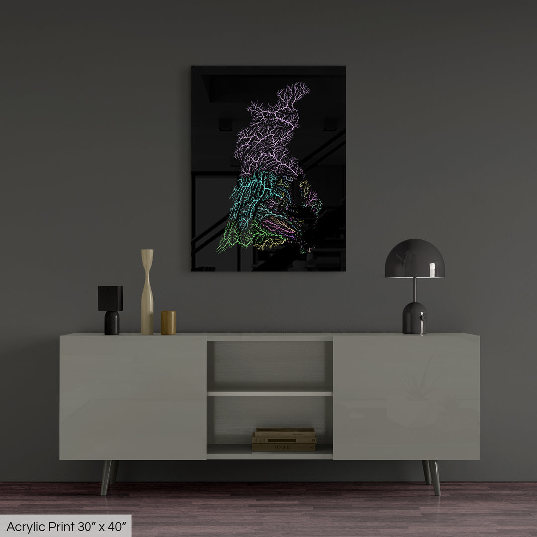 Chesapeake Bay - River basin map, pastel colours - Wall Art