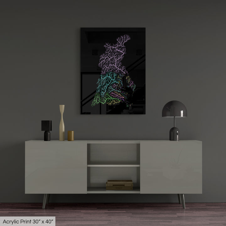 Chesapeake Bay - River basin map, pastel colours - Wall Art