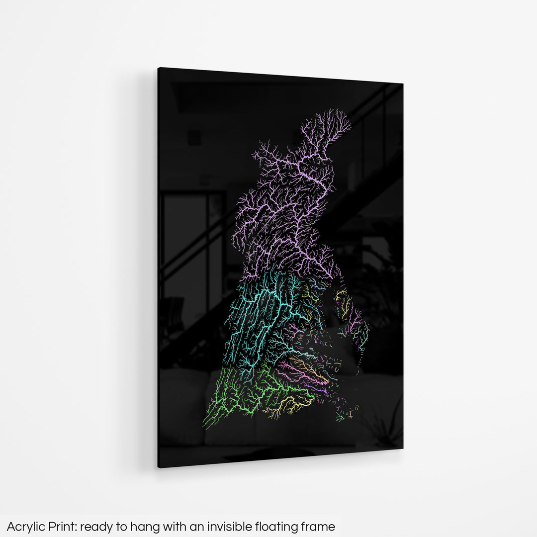 Chesapeake Bay - River basin map, pastel colours - Wall Art