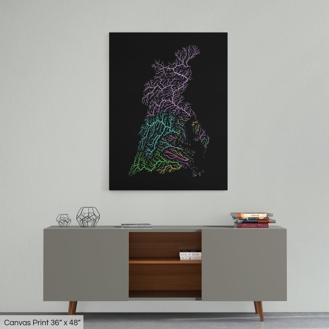 Chesapeake Bay - River basin map, pastel colours - Wall Art