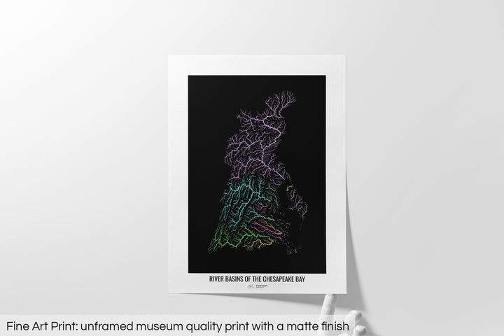 Chesapeake Bay - River basin map, pastel colours - Wall Art