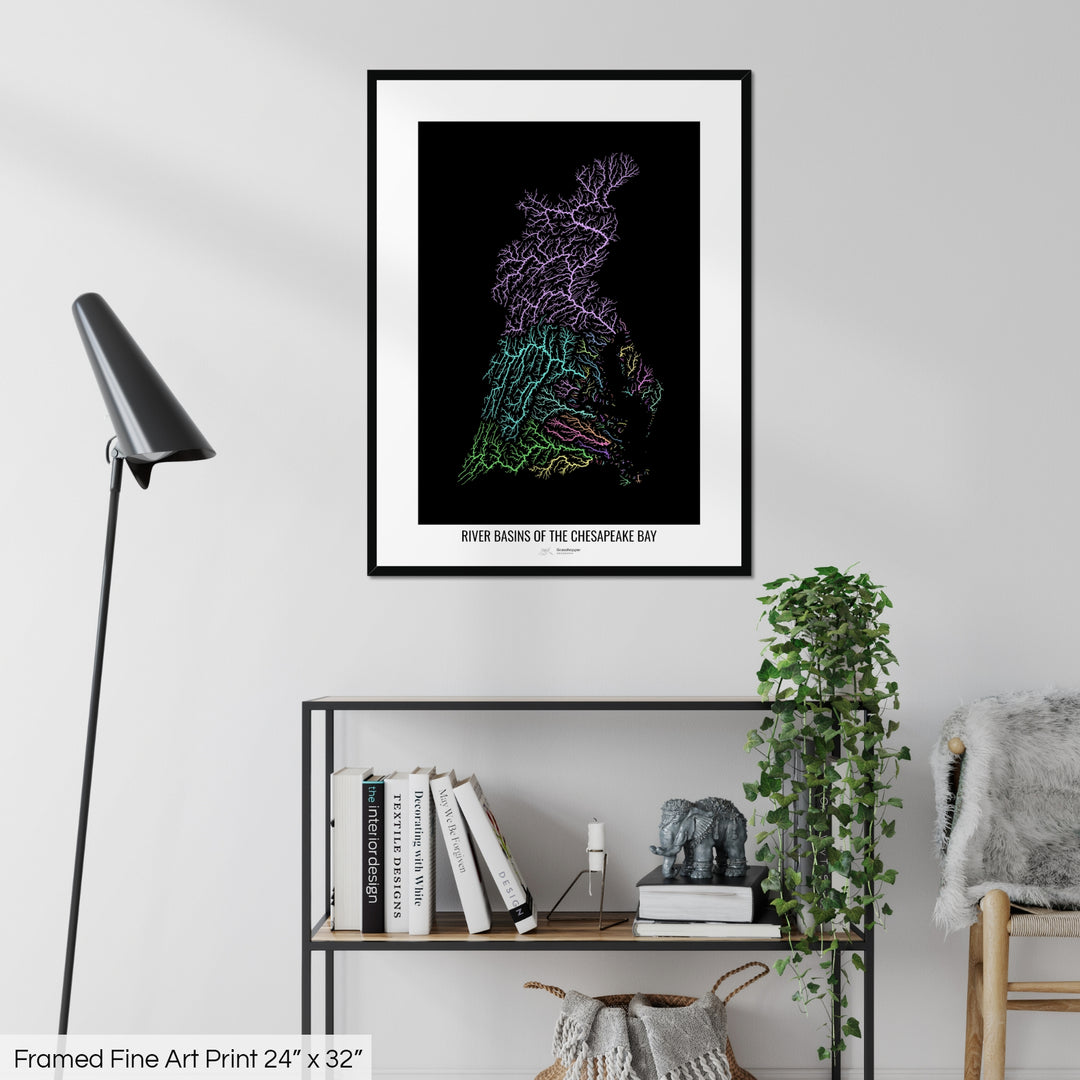 Chesapeake Bay - River basin map, pastel colours - Wall Art