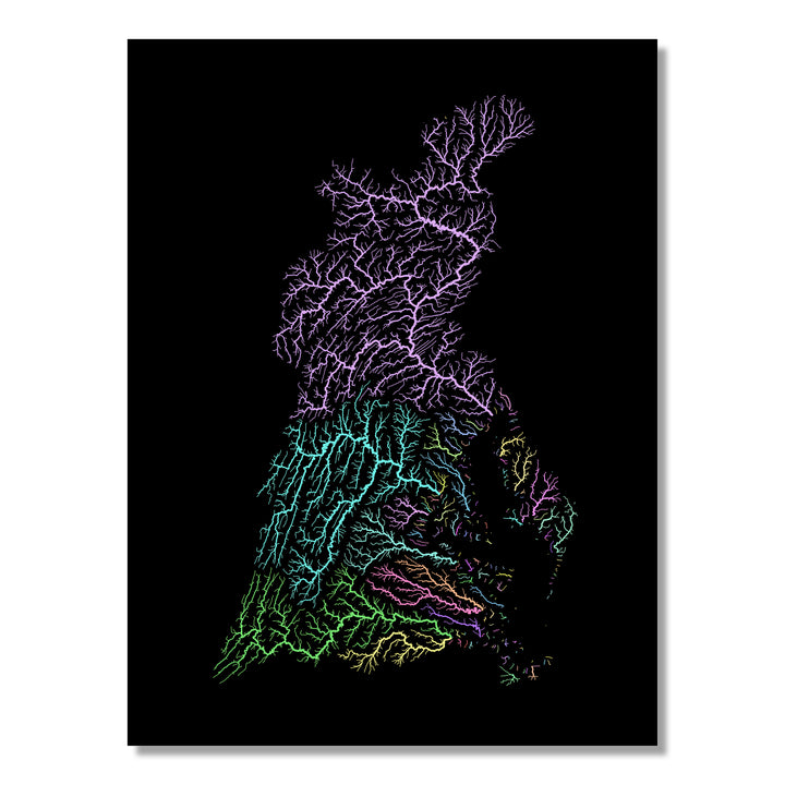 Chesapeake Bay - River basin map, pastel colours - Wall Art