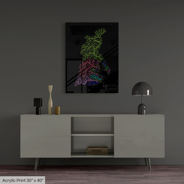 Chesapeake Bay - River basin map, rainbow colours - Wall Art