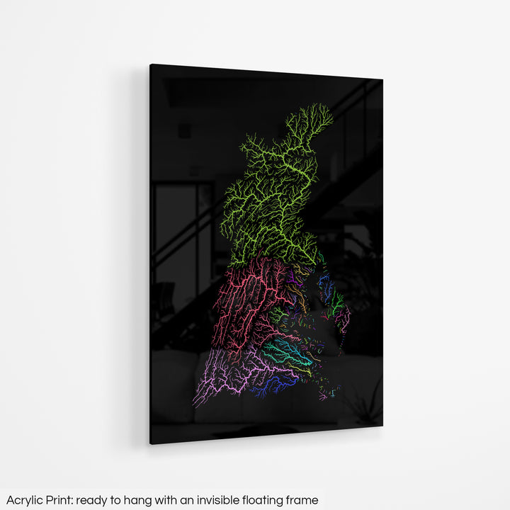 Chesapeake Bay - River basin map, rainbow colours - Wall Art