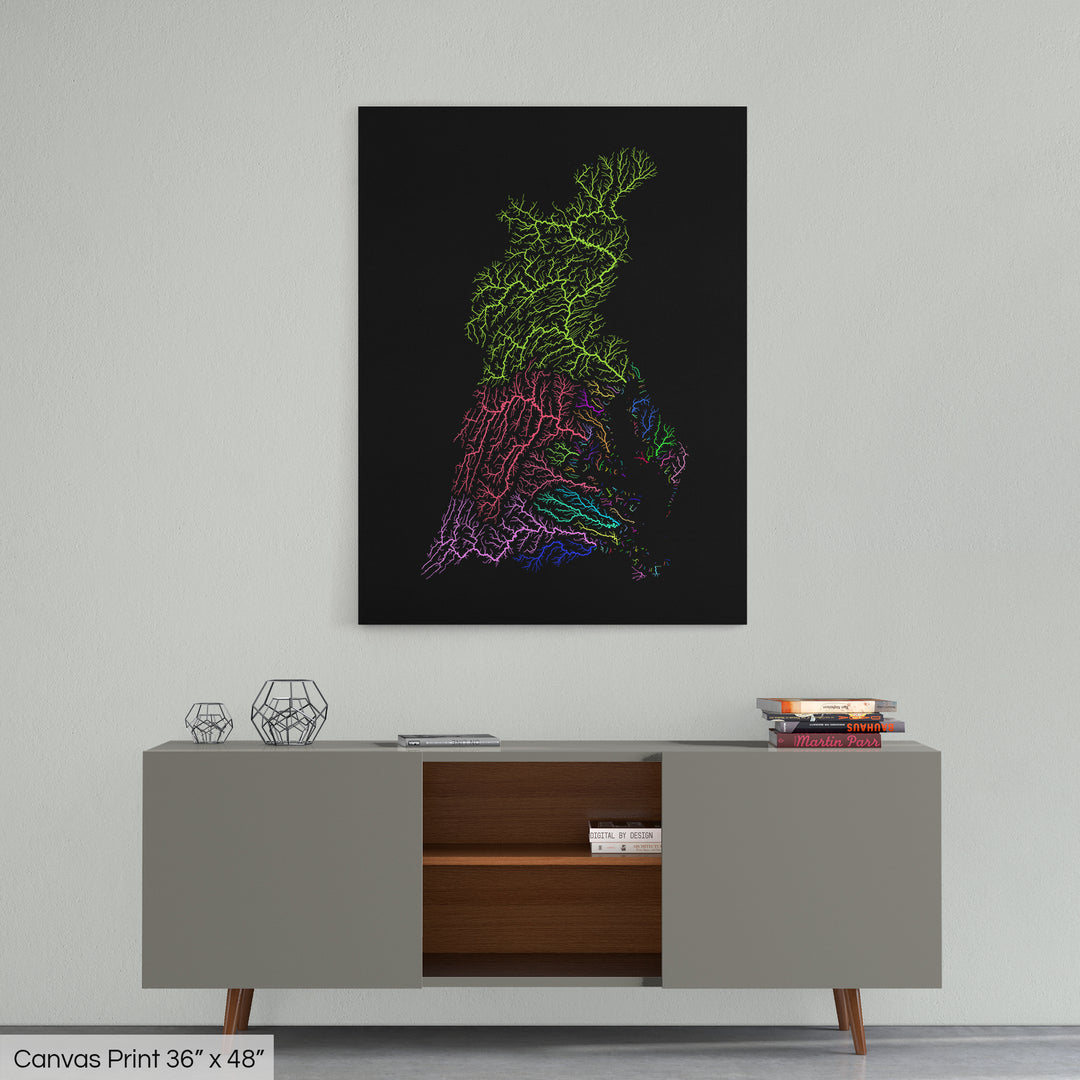 Chesapeake Bay - River basin map, rainbow colours - Wall Art